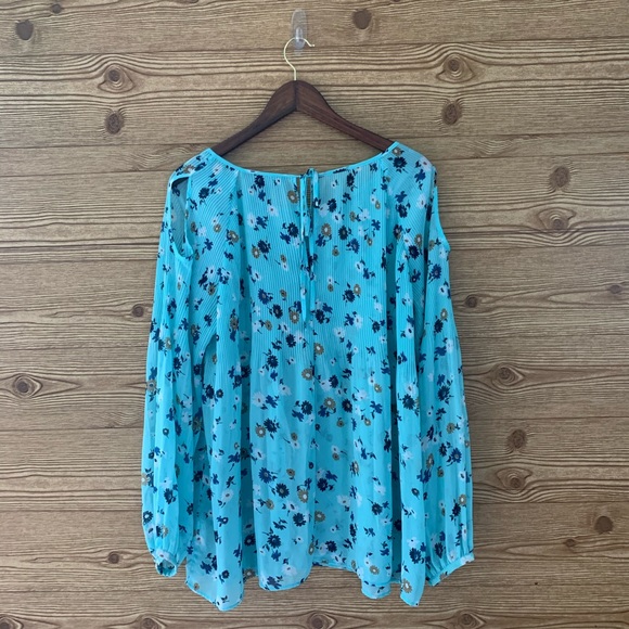 MICHEL STUDIO SHEER BLOUSE FLORAL 16 BOHO - Picture 8 of 9